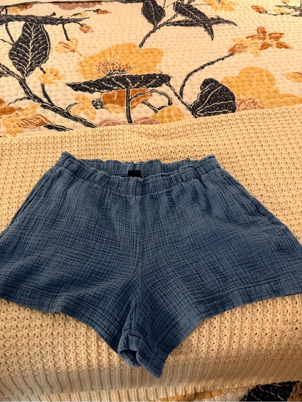 GAP Indigo Blue Guaze Button-Down Shirt and Shorts Matching Set